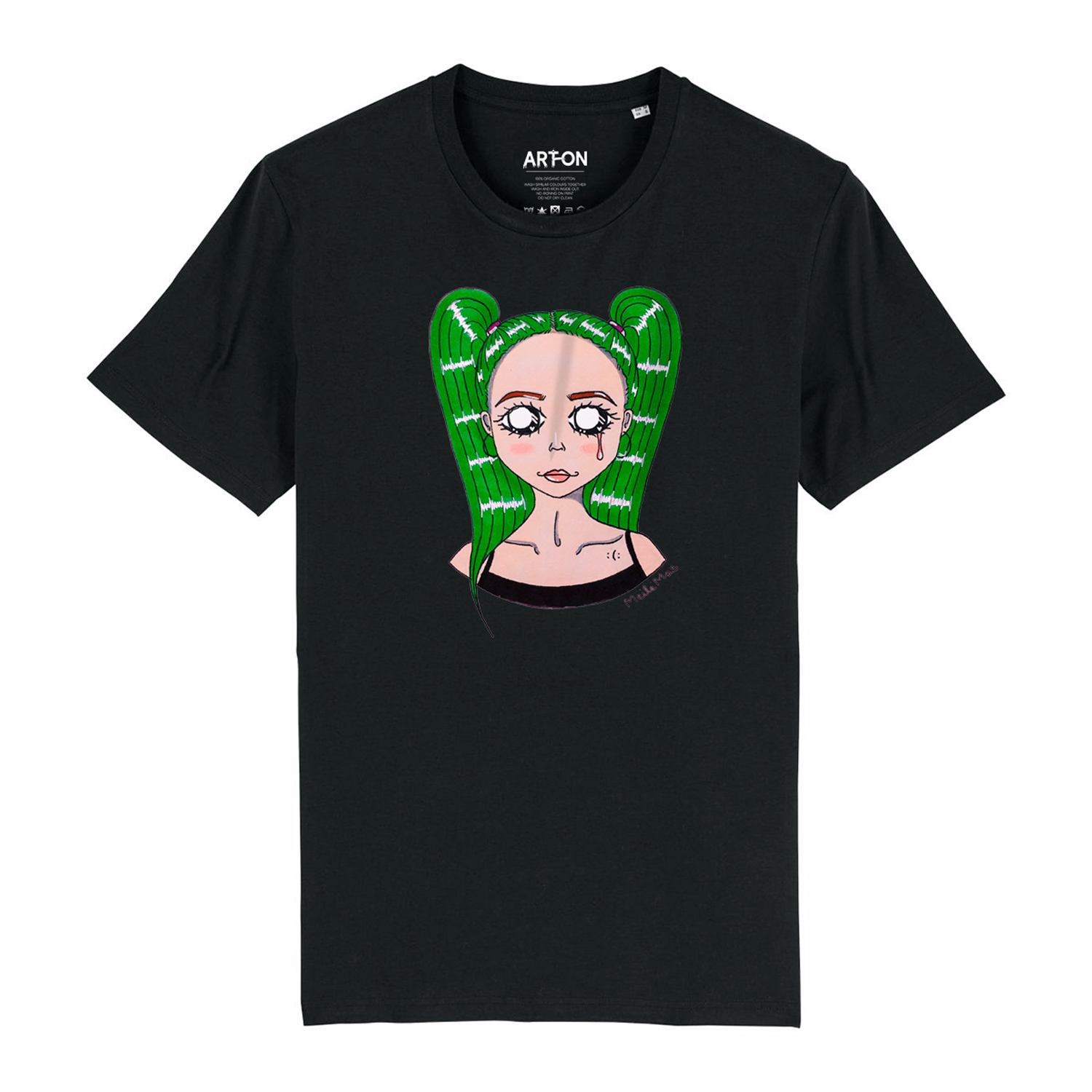 green_hair_girl_marskineliai_juodi